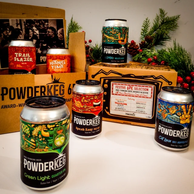 Spread the love of Powderkeg this Christmas!
Our festive 6 packs have 6 different beers in a funky box with Christmas label
Just £16 delivered, so the perfect price point for a gift or stocking filler
Available now from our webshop, or at Exeter Xmas Market - Food Drink Devon stand 

Food Drink Devon